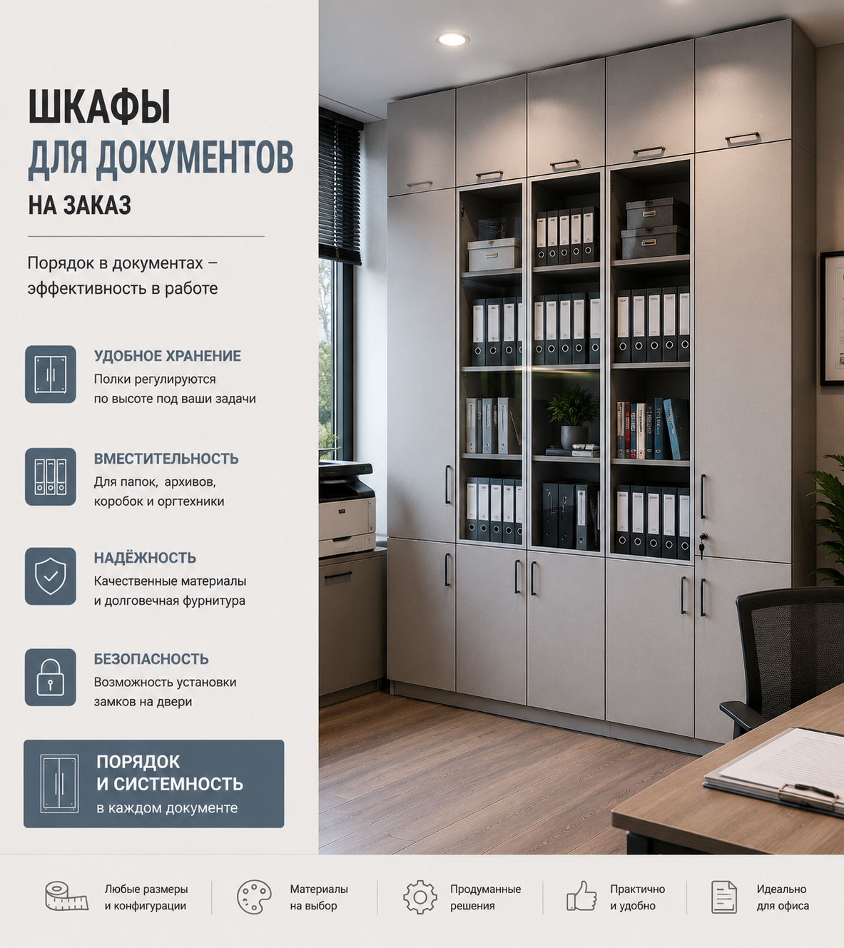 Современный шкаф для документов на заказ