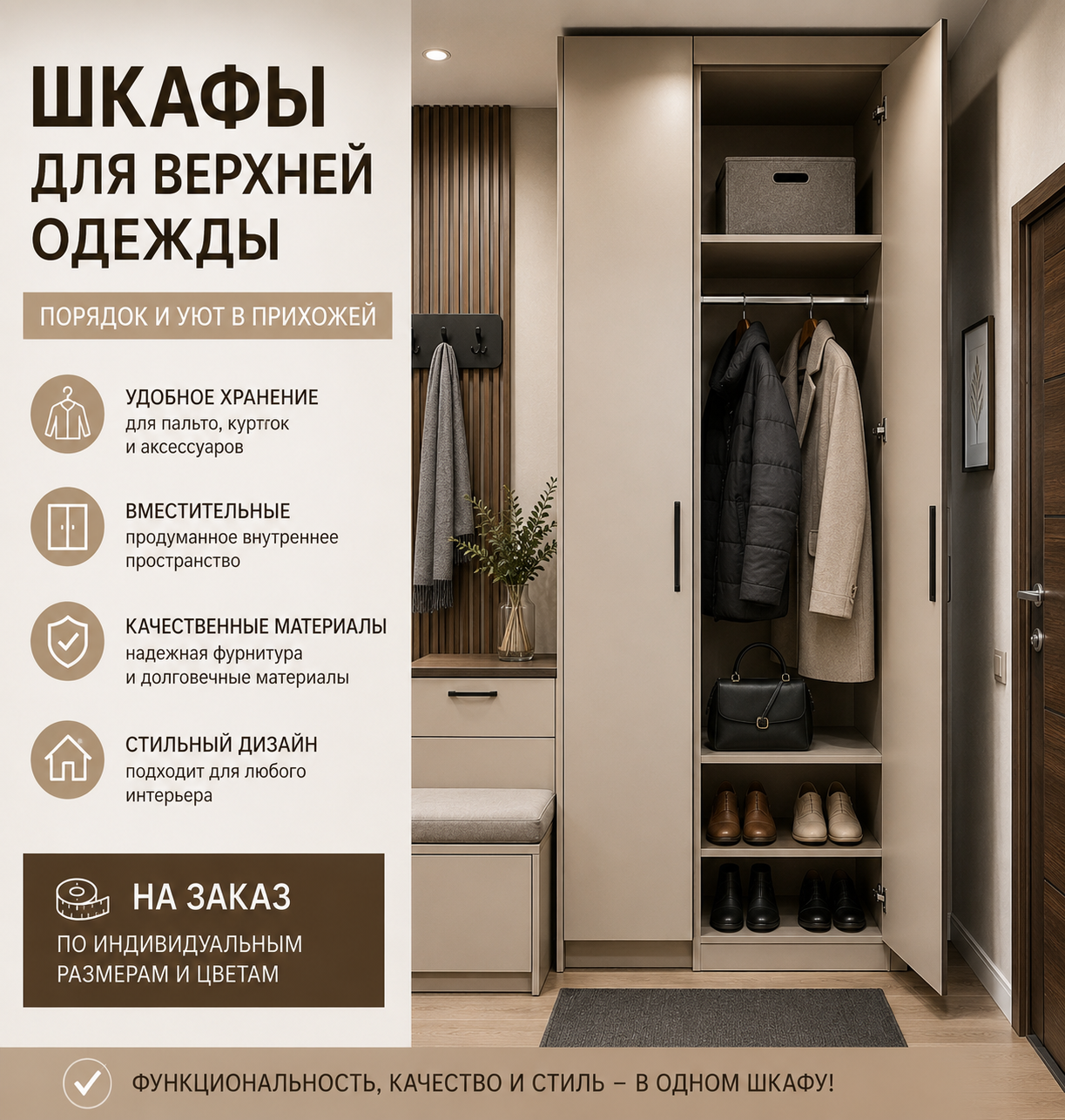 Шкаф для верхней одежды на заказ