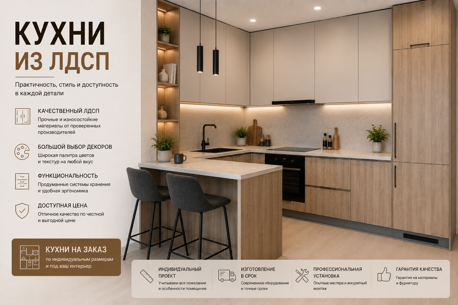 Современная кухня из ЛДСП на заказ
