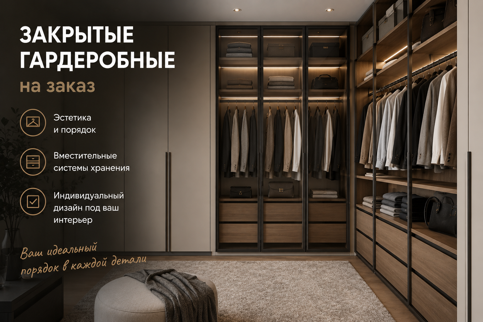 Закрытая гардеробная на заказ