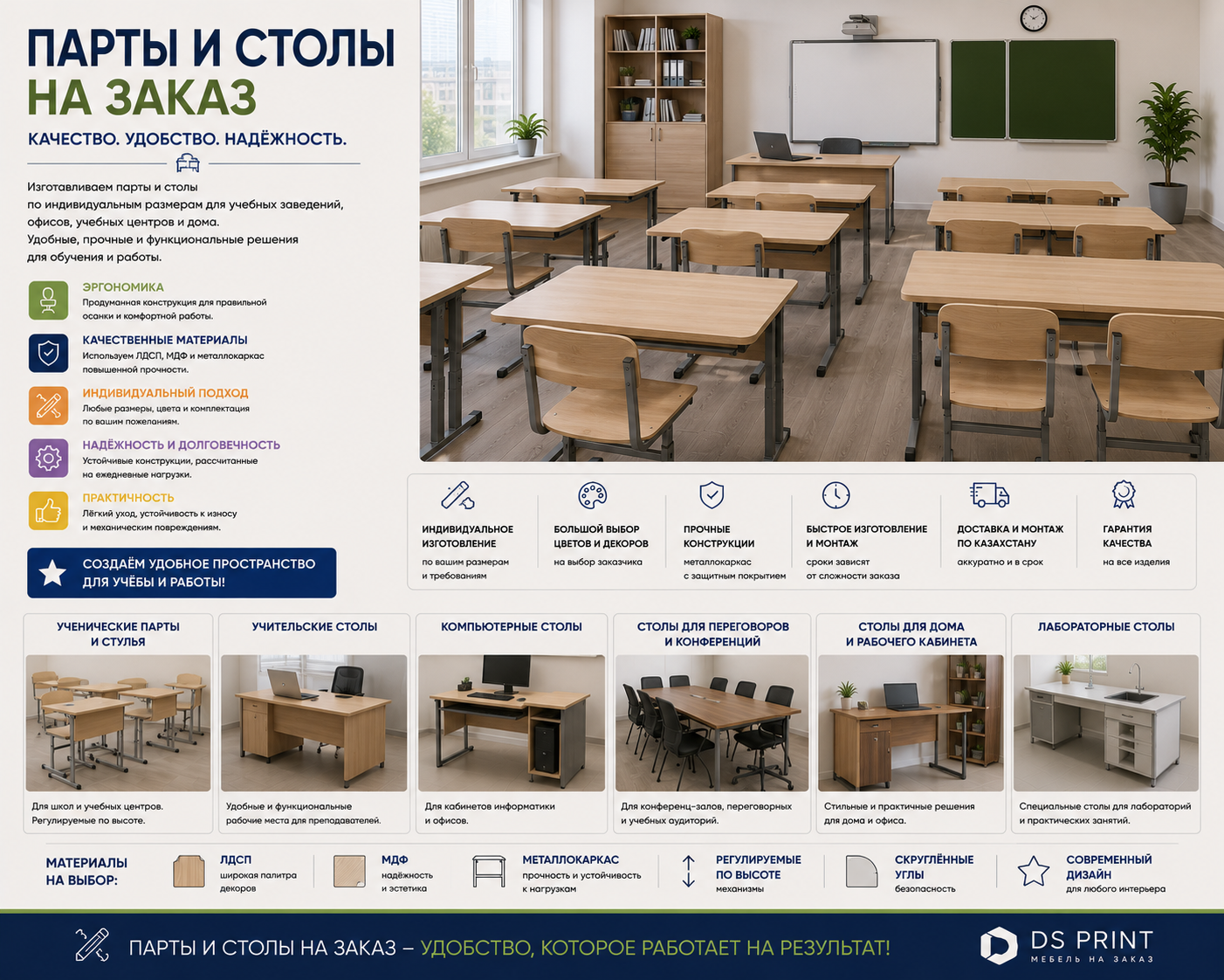 Парты и столы на заказ