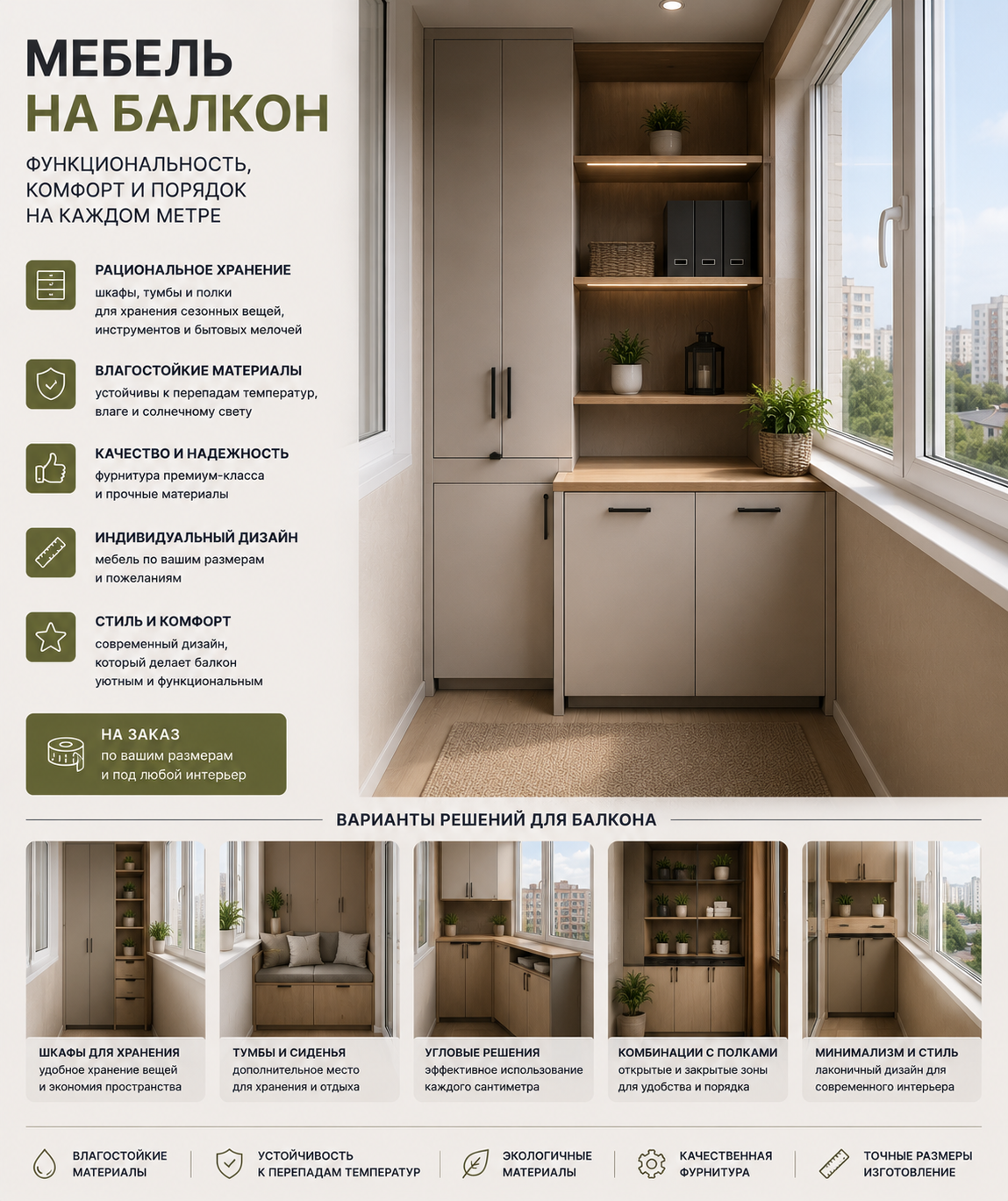 Мебель на балкон на заказ