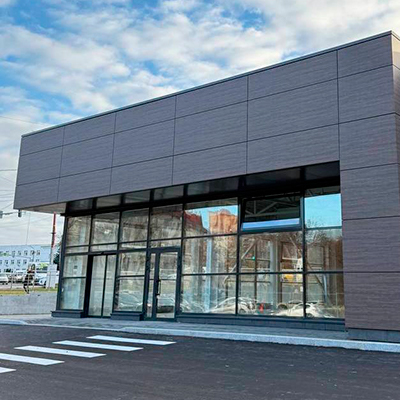 Оформление фасада композитными кассетами