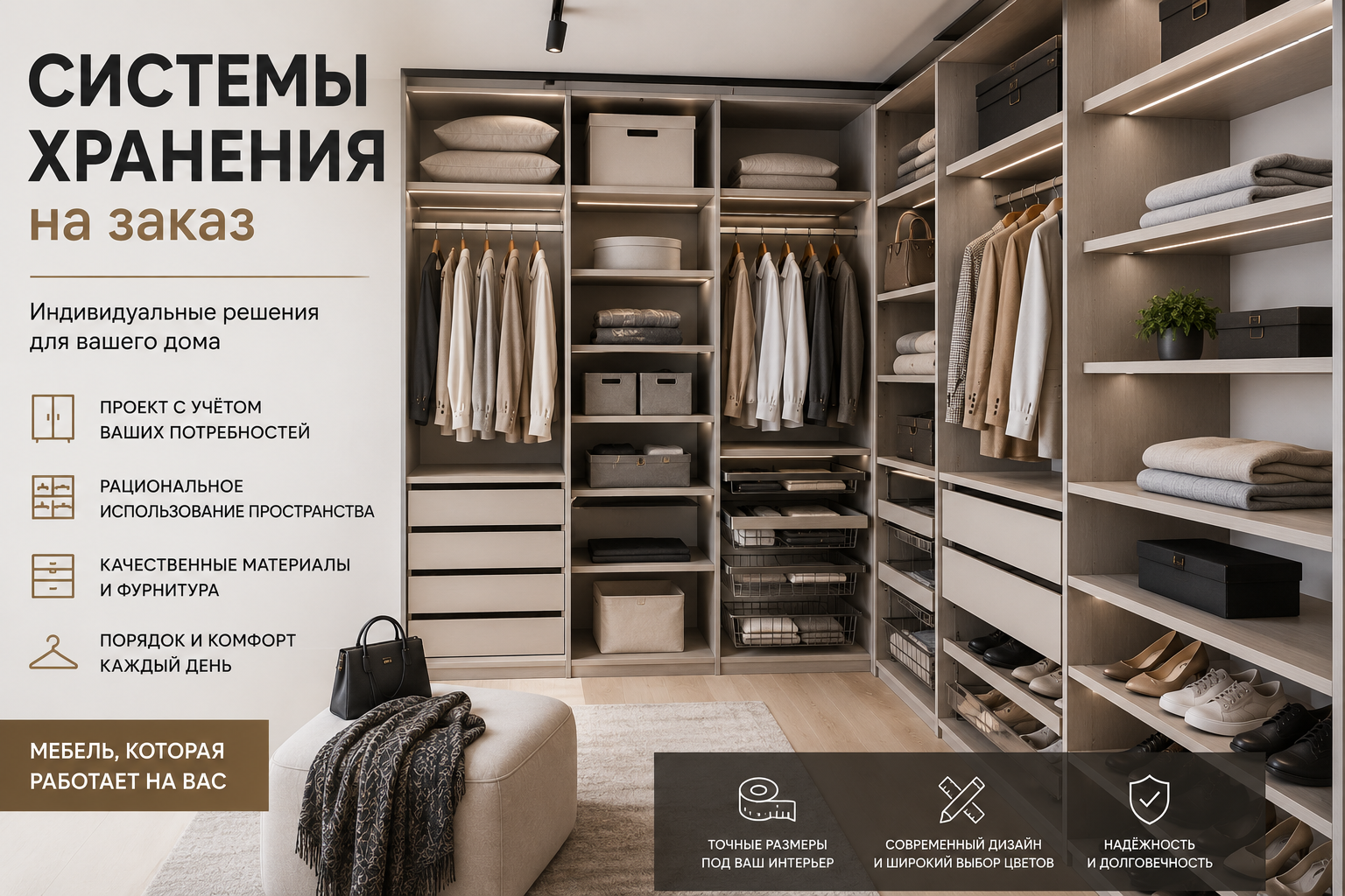 Современная система хранения на заказ