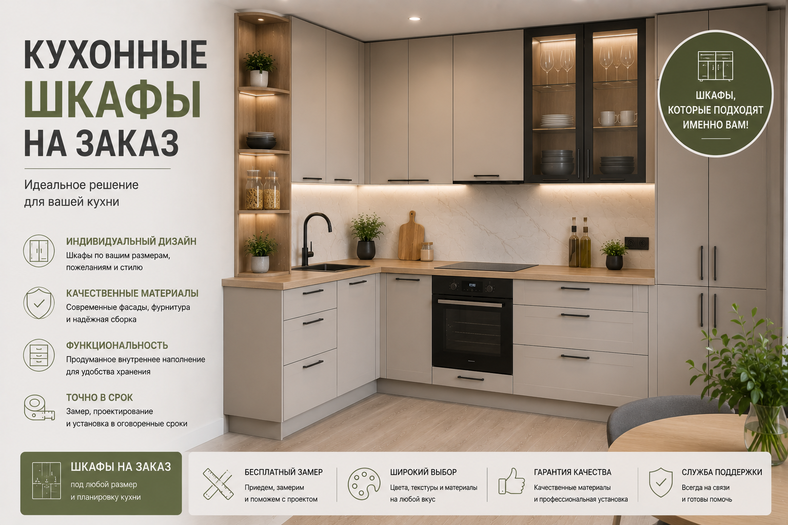 Современные кухонные шкафы на заказ