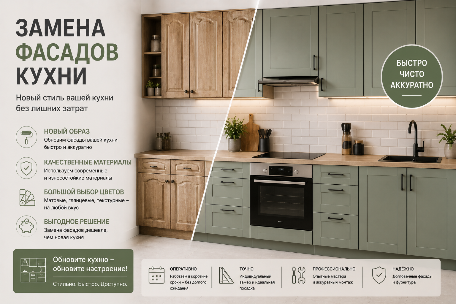 Новые фасады для кухни на заказ